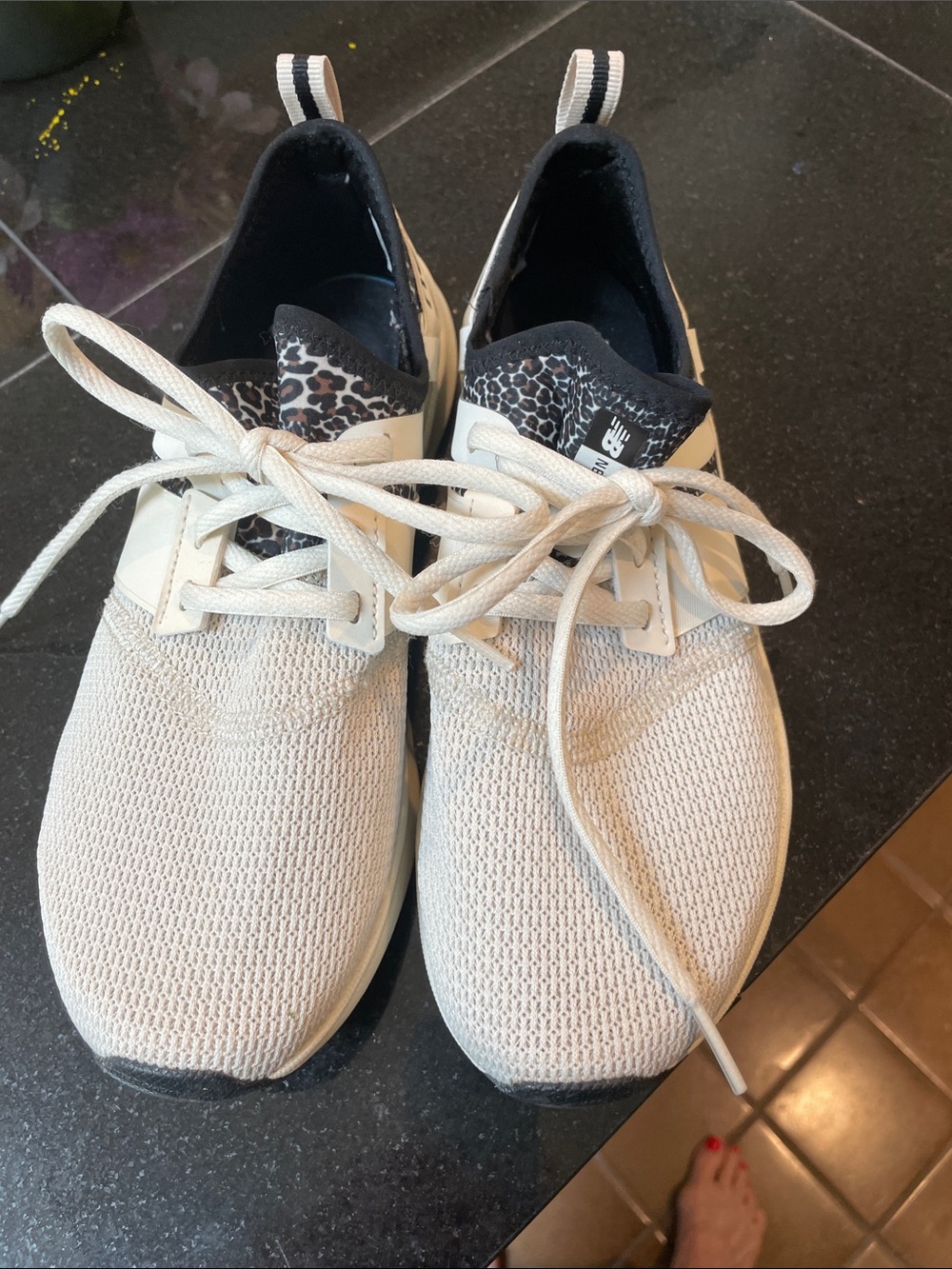 New Balance Nergize Sport White Sneakers with leopard trim. - Picture 4 of 7